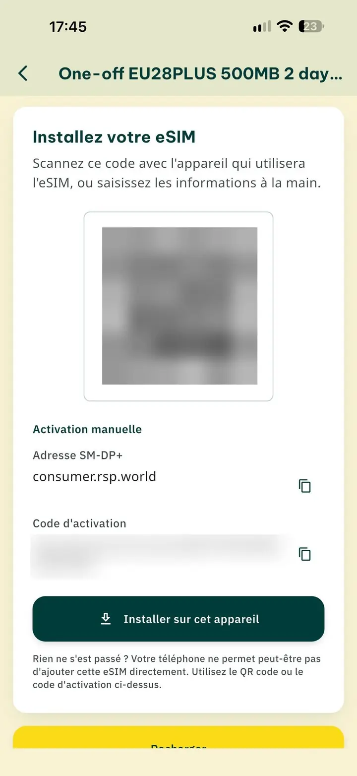 Installer l'eSIM